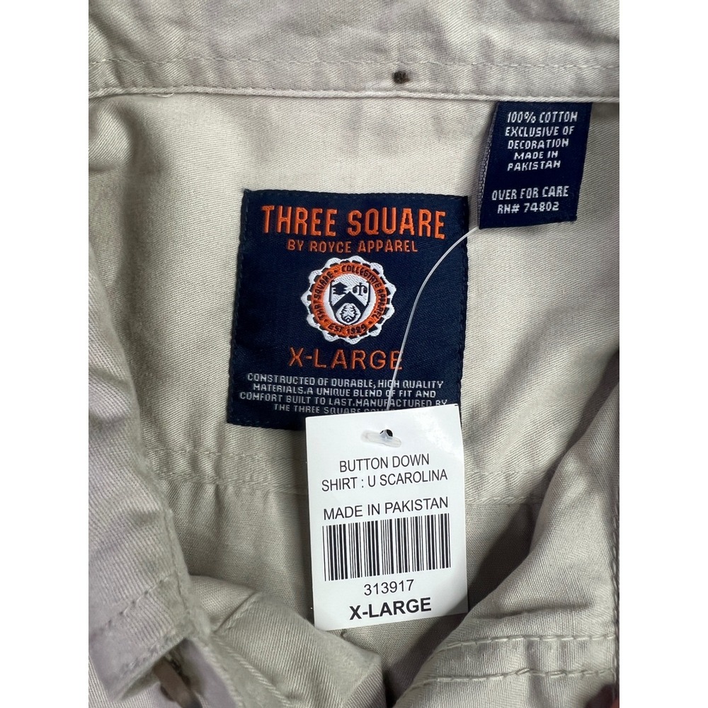 Three Square South Carolina Gamecocks Button Down Shirt Mens XL Tan Cotton NWT - Picture 7 of 11